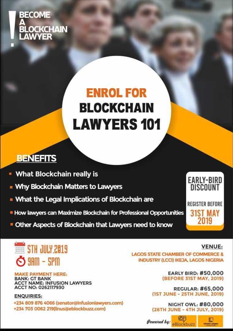Enrolment For Blockchain Lawyers 101 Begins, To End 4 July See How To