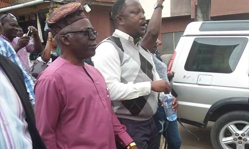 Image result for Falana Others Protest as Security Operatives Seal Venue of Symposium