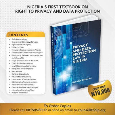 Book on ‘Privacy And Data Protection Law’ In Nigeria [GRAB YOUR COPY]