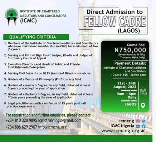 Direct Admission To Fellow Cadre Lagos TheNigeriaLawyer Direct Admission To Fellow Cadre Lagos TheNigeriaLawyer