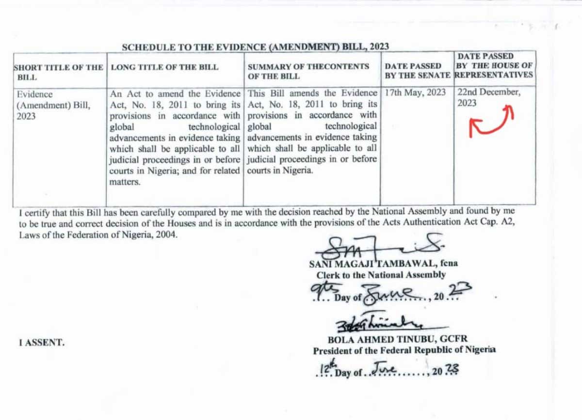 Evidence [Amendment] Act, 2023 The Unseen Blunder! TheNigeriaLawyer