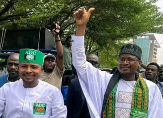 “Leave ADC Alone” — Nafiu Bala Gombe Faction Protests At INEC, Accuses Political Heavyweights Of Interference, Demand Recognition Of Leadership