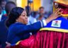 “Peppers Singles” — Justice Eberechi Wike Pampers Husband At UNIPORT Convocation, Wipes Sweat From His Face During Lecture