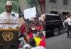 “No Peace, No Justice” — Guinean Diaspora Protest Doumbouya In New York, Confront Delegation Vehicle As Police Intervene